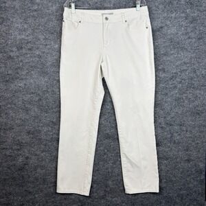 Chico's Platinum Jeans Womens Size 2 White Straight Leg Mid Rise